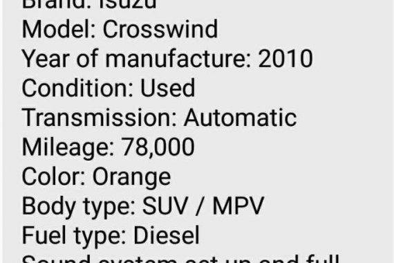 2010 Isuzu Crosswind for sale