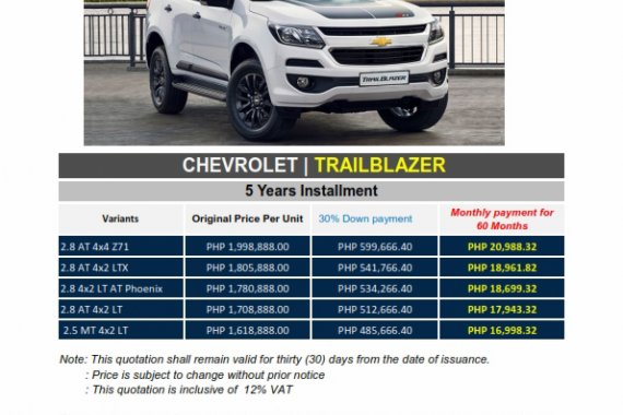 Brand New 2019 Chevrolet Trailblazer in Pasig - WE CATER ALL BRANDS