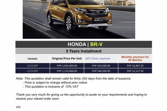2020 Honda BR-V (We Cater All Brands)