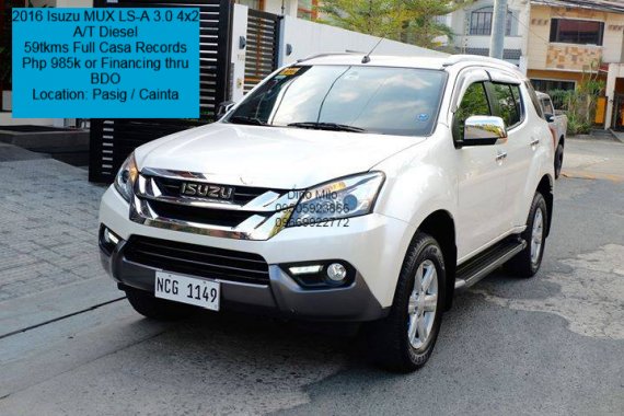 2016 Isuzu MUX LS-A 3.0 4x2 A/T Diesel