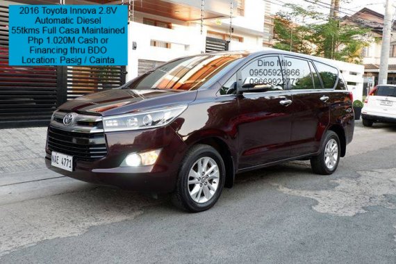 2016 Toyota Innova 2.8V Automatic Diesel