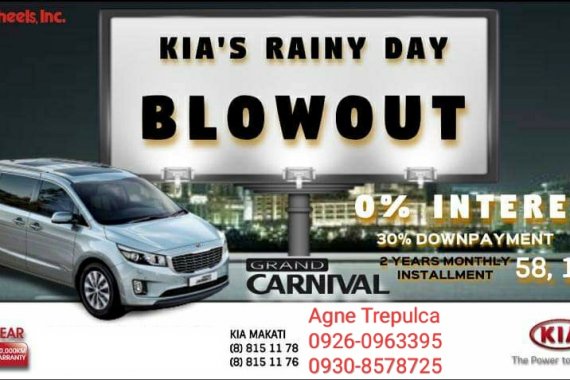 Kia Grand Carnival for 0% Interest Monthly Installment P58,188!