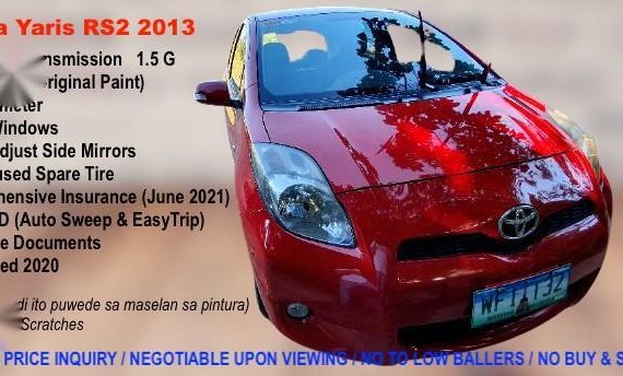 Sell Red 2013 Toyota Yaris in Subic