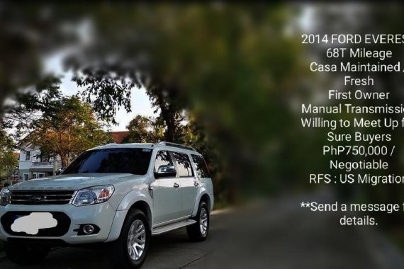 Pearlwhite Ford Everest 2014 for sale in Cavite