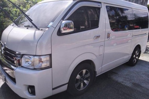 Pearl White Toyota Hiace Super Grandia 2015 for sale in Quezon 