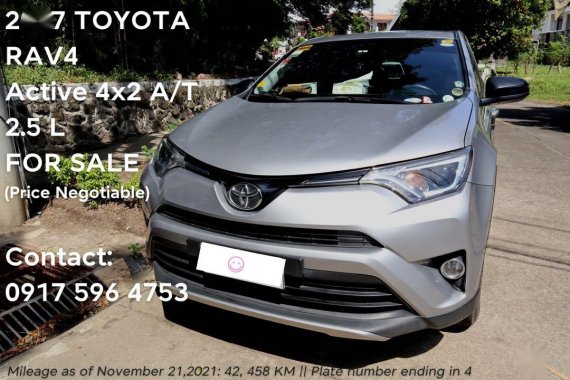 Silver Toyota Rav4 2017 for sale in Muntinlupa