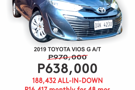 2019 TOYOTA VIOS G 1.5L A/T 
