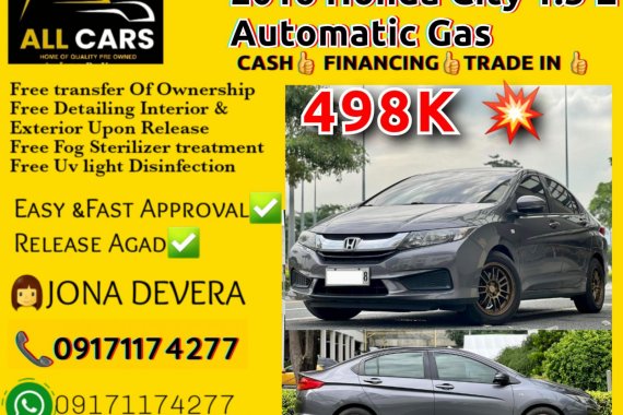 2016 Honda City 1.5 E Automatic Gas

498,000 only!!! 📞👩JONA (09565798381-VIBER)