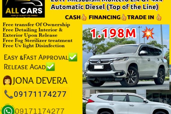 2017 Mitsubishi Montero 2.4 GT 4x4 Automatic Diesel (Top of the Line)
 📞Ms. JONA(09565798381-VIBER