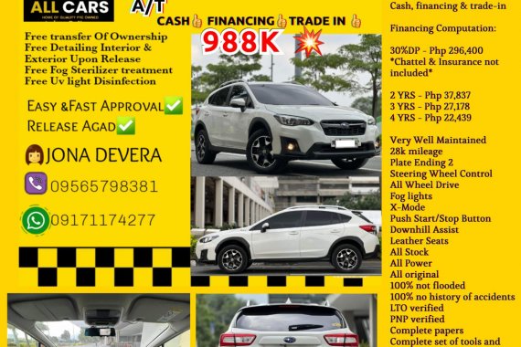 2018 Subaru XV 2.0i AWD A/T

Php 988,000 only! 📞👩Ms. JONA D. 09565798381