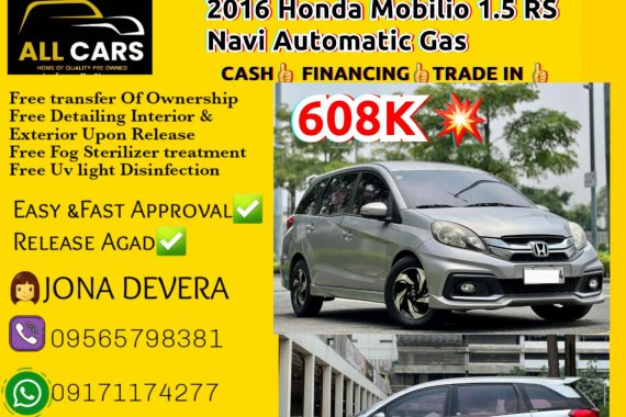 2016 Honda Mobilio 1.5 RS Navi Automatic Gas 
 📞👩Jona De Vera 09565798381- Viber