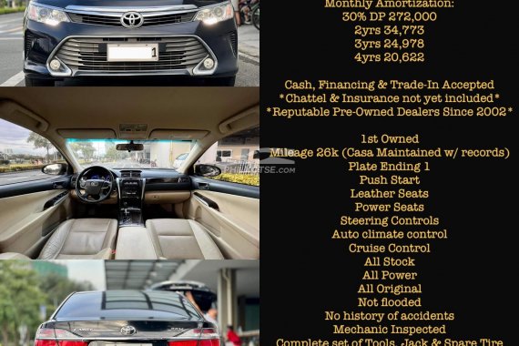 For Sale! 2016 Toyota Camry 2.5V Automatic Gas 