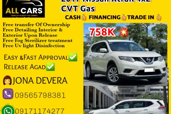 2017 Nissan Xtrail 4x2 CVT Gas  758K 💥👩JONA DE VERA  
09565798381Viber/09171174277- Whatsapp