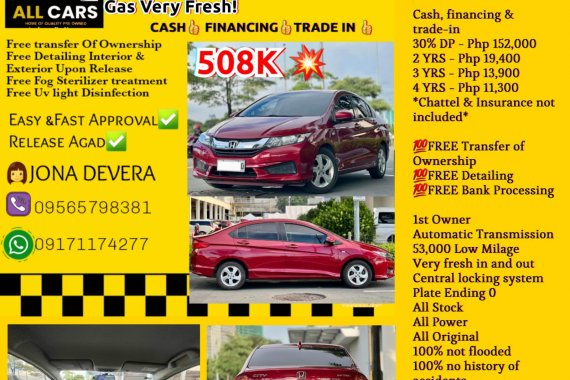 2016 Honda City 1.5 E Automatic Gas Very Fresh!
👩JONA DE VERA  
09565798381Viber/09171174277