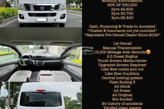 Good quality 2017 Nissan NV350 Urvan 2.5 Premium 15-seater MT for sale