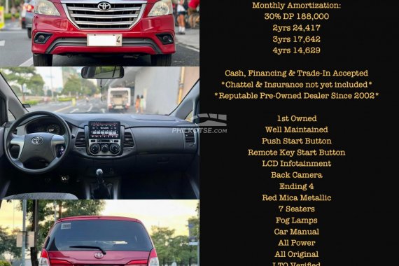 Cash/Financing/Trade In accepted 2015 Toyota Innova 2.5E Manual Diesel call for details 09171935289 