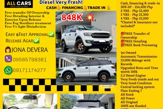 2016 Ford Everest Ambiente AT Diesel Very Fresh!
JONA DE VERA 09507471264) 
09565798381Viber