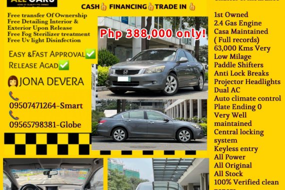 2008 Honda Accord 2.4 Gas Automatic 
 Php 388,000 only! 

👩JONA DE VERA  📞09507471264