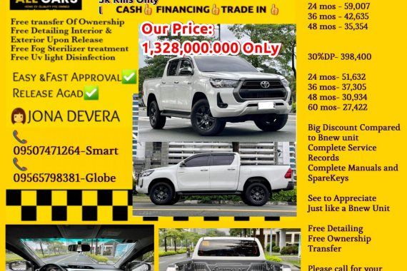 2022 Toyota HiLux 2.4L 4x2 AT
Rare Almost Bnew 3kms.JONA DE VERA  📞09507471264