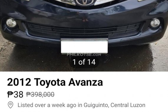 Good quality 2012 Toyota Avanza  1.3 E M/T for sale