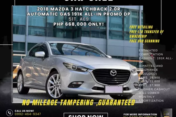 2018 Mazda 3 Hatchback 2.0R Automatic Gas  Php 668,000 only! ARNEL 09924649347 