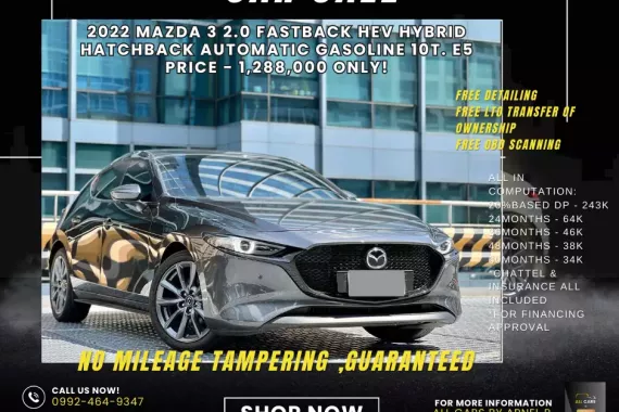 2022 Mazda 3 2.0 Fastback HEV Hybrid Hatchback Automatic Gasoline 10t. e5  Price - 1,288,000 Only! 