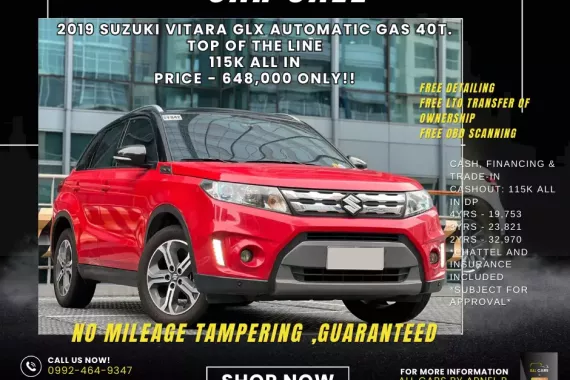 2019 Suzuki Vitara GLX Automatic Gas Top of the line 115K ALL IN  Price - 648,000 only!