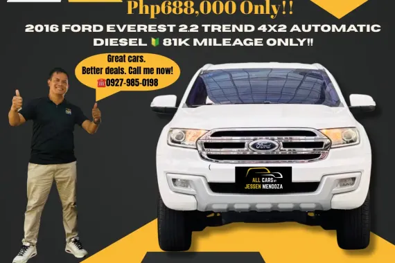 2016 Ford Everest 2.2 Trend 4x2 Automatic Diesel🚘81K Mileage 📞09279850198 JESSEN MENDOZA 
