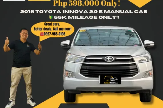2016 Toyota Innova 2.0 E Manual Gas🚘55k Mileage ☎️ 09279850198  JESSEN” Kakotse “MENDOZA 