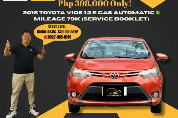 2016 Toyota Vios 1.3 E Gas AT 🔰CALL NOW!! ☎️ 09279850198 / JESSEN” Kakotse “MENDOZA  🚘🚙