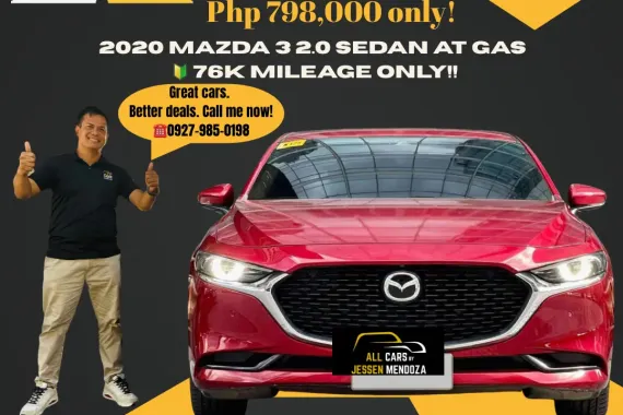 2020 Mazda 3 2.0 Sedan AT GAS 🔰CALL NOW  ☎️09279850198/ JESSEN “KAKOTSE “MENDOZA 