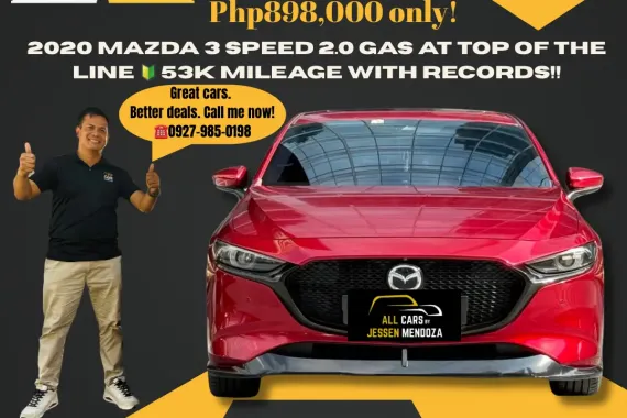 2020 Mazda 3 Speed 2.0 Gas AT  Top of the Line ☎️ 09279850198 / JESSEN” Kakotse “MENDOZA 🚘🚙