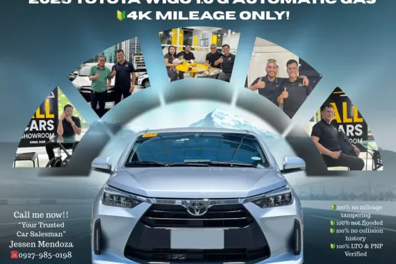 2025 Toyota Wigo 1.0 G AT Gas 4K ODO only! 🔰CALL NOW!! ☎️ 09279850198  JESSEN” Kakotse “MENDOZA  🚘