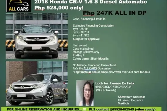 2018 Honda CR-V 1.6 S Diesel Automatic 