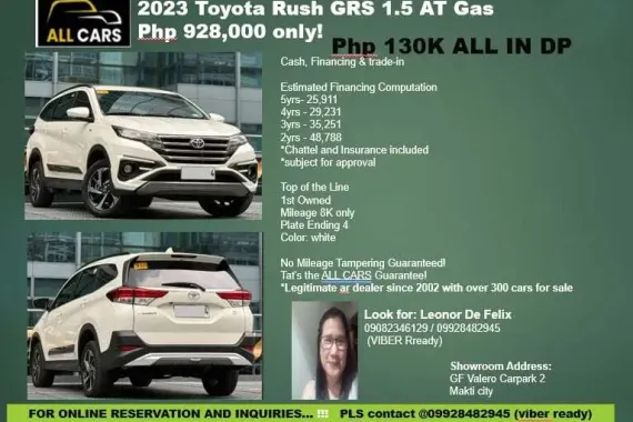 2023 Toyota Rush GRS 1.5 Automatic Gas - Top of the Line