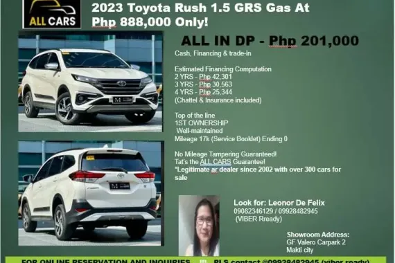 Pre-Owned !!!  2023 Toyota Rush 1.5 GRS Gas Automatic ‼️🔥09928482945 Look for Leonor De Felix