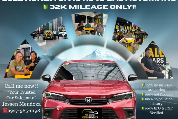 2022 Honda Civic RS 1.5 Gas Automatic 🔰CALL NOW  ☎️09279850198/ JESSEN “KAKOTSE “MENDOZA