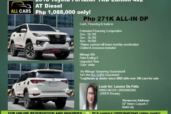 🔥2018 Toyota Fortuner TRD Edition 4x2 AT DSL🔥🙏🚗 Call Now 09166226387
