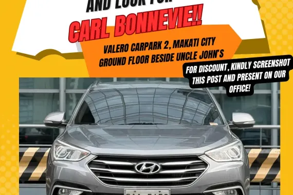 2017 Hyundai Santa Fe 2.2 Diesel AT Low Mileage 47K Only🔥☎️ Call CARL BONNEVIE🙋🏻‍♂️09384588779