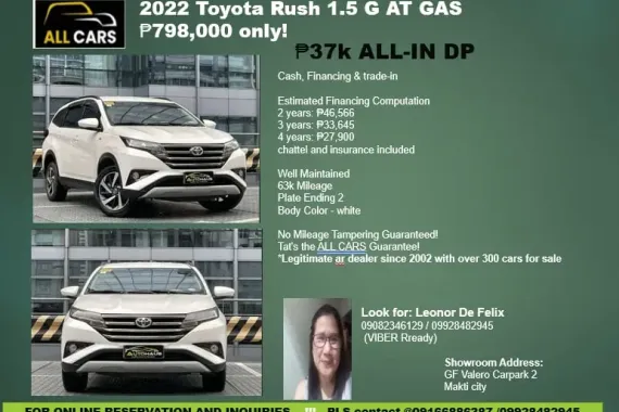 🔥 2022 Toyota Rush 1.5G AT Gas 🙏🚘Call NOW 09166886387🚗