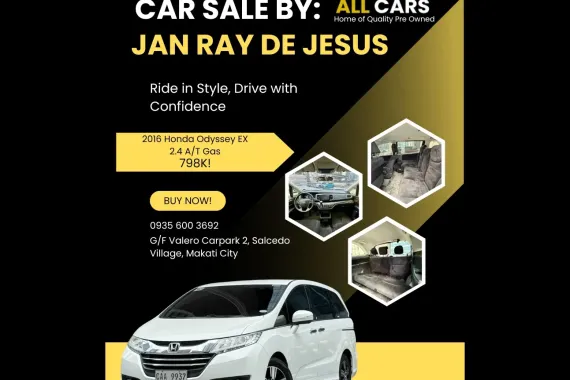 2016 Honda Odyssey EX 2.4 Gas A/T ☎️CALL NOW FOR BEST DEALS 0935 600 3692 JAN RAY DE JESUS
