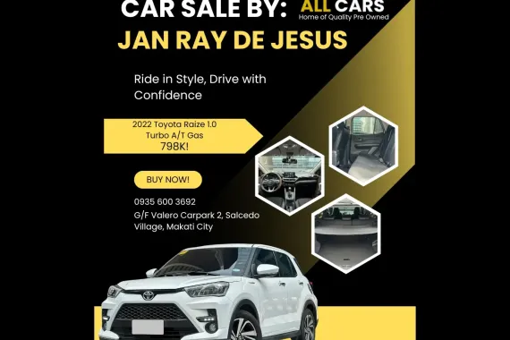 2022 Toyota Raize 1.0 Turbo Automatic Gas ✅️126K ALL-IN DP☎️0935 600 3692 JAN RAY DE JESUS