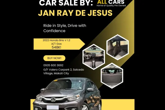 2022 Honda Brio V 1.2 Automatic Gas ✅️71K ALL-IN DP ☎️0935 600 3692 JAN RAY DE JESUS