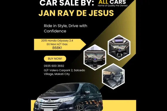 2015 Honda Odyssey 2.4 EX Navi A/T Gas ✅️322K ALL-IN DP ☎️0935 600 3692 JAN RAY DE JESUS