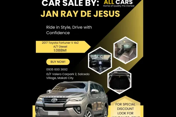 2017 Toyota Fortuner V 4x2 Automatic Diesel ✅️278K ALL-IN DP ☎️0935 600 3692 JAN RAY DE JESUS