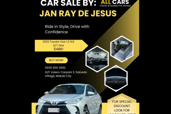 2022 Toyota Vios 1.3 XLE Automatic Gas ✅️49K ALL-IN DP ☎️0935 600 3692 JAN RAY DE JESUS