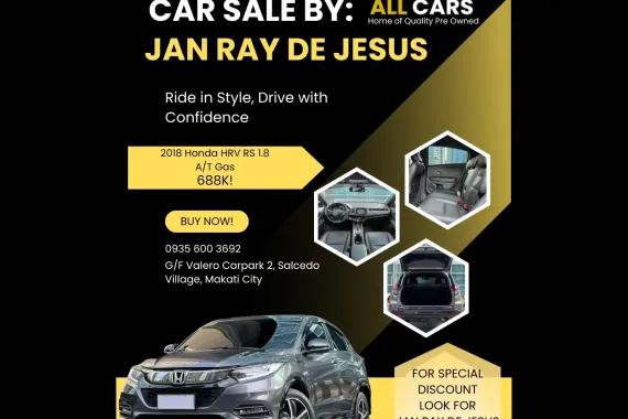 2018 Honda HRV RS 1.8 A/T Gas ☎️0935 600 3692 JAN RAY DE JESUS