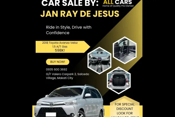 2018 Toyota Avanza Veloz 1.5 A/T Gas ☎️CALL NOW FOR BEST DEALS 0935 600 3692 JAN RAY DE JESUS