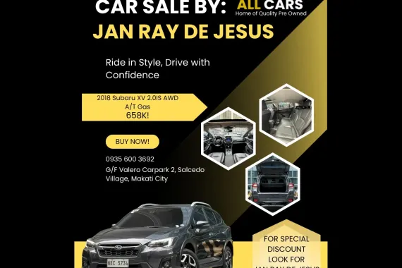 2018 Subaru XV 2.0IS AWD Gas A/T ☎️CALL ME NOW FOR BEST DEALS 0935 600 3692 JAN RAY DE JESUS