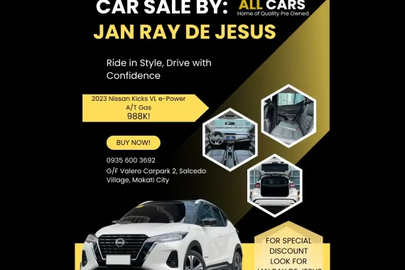 2023 Nissan Kicks VL e-Power A/T Gas Hybrid ☎️0935 600 3692 JAN RAY DE JESUS CALL NOW ✅️168K ALL-IN 